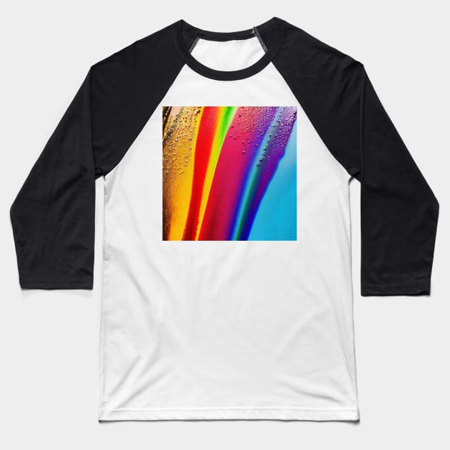 Liquid Colors Flowing Infinitely - Heavy Texture Swirling Thick Wet Paint - Abstract Inspirational Rainbow Drips Baseball T-Shirt by JensenArtCo